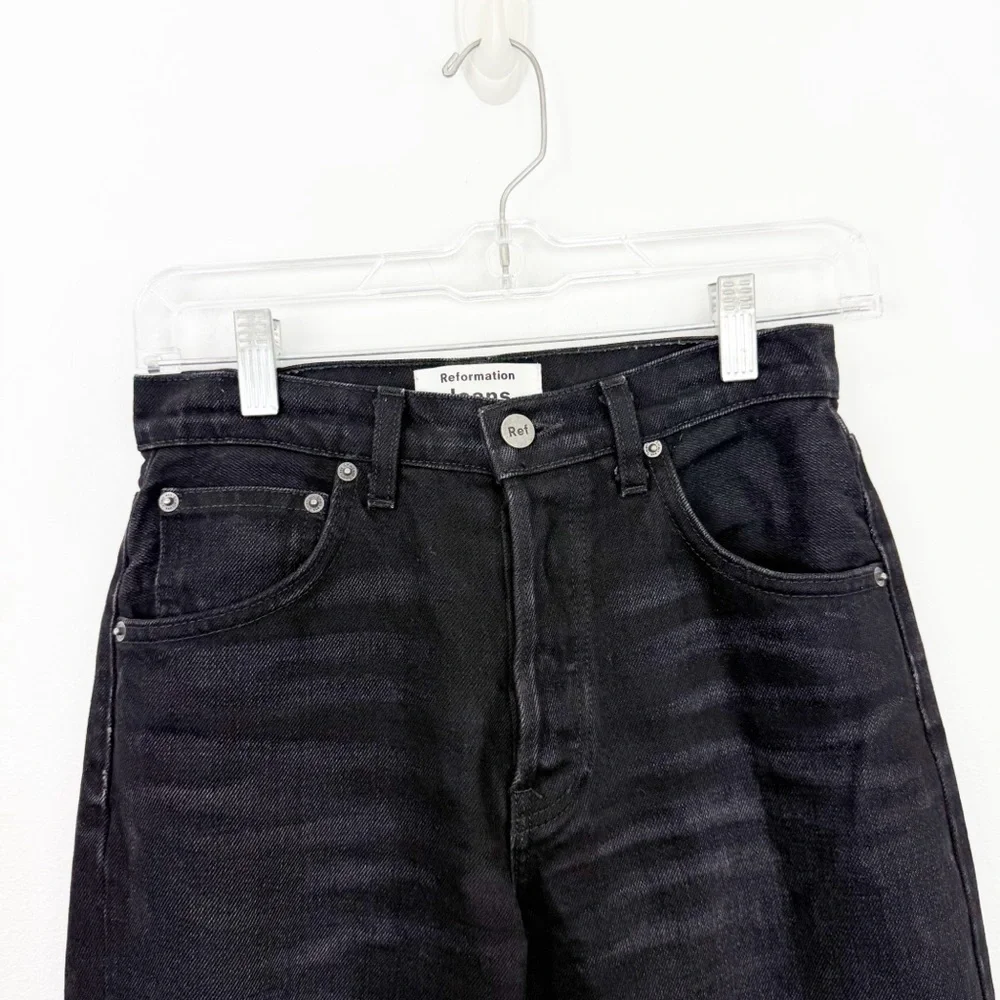 Reformation Natasha High Relaxed Jean Black Size 25 - Picture 2 of 9